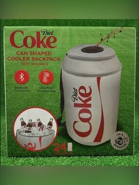 Diet Coke Can Shaped Cooler Backpack with Bluetooth Speakers NIB 24-Can Capacity